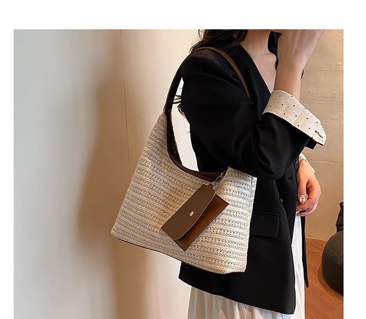 Set: Faux Leather Shoulder Bag + Key Pouch