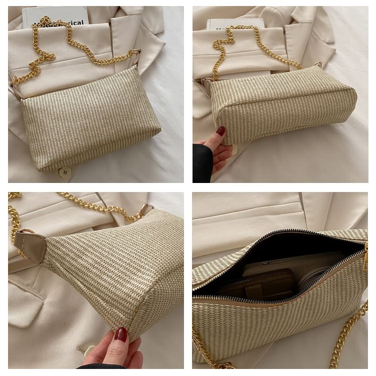 Woven Chained Strap Shoulder Bag