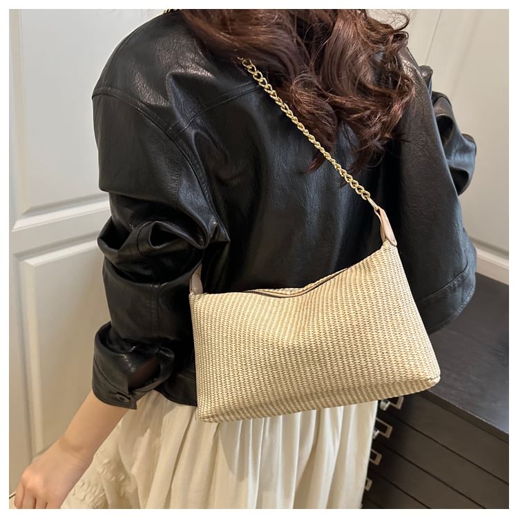 Woven Chained Strap Shoulder Bag
