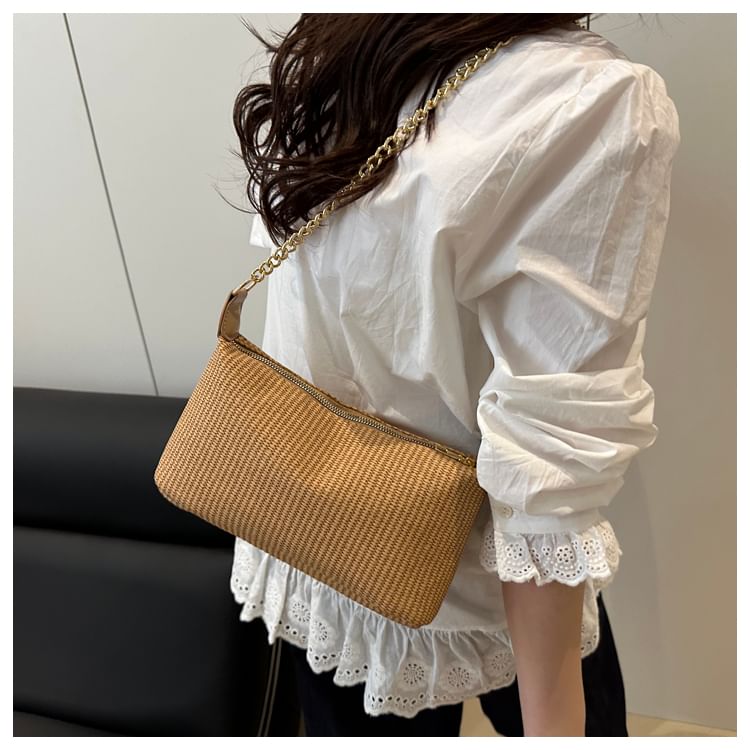 Woven Chained Strap Shoulder Bag