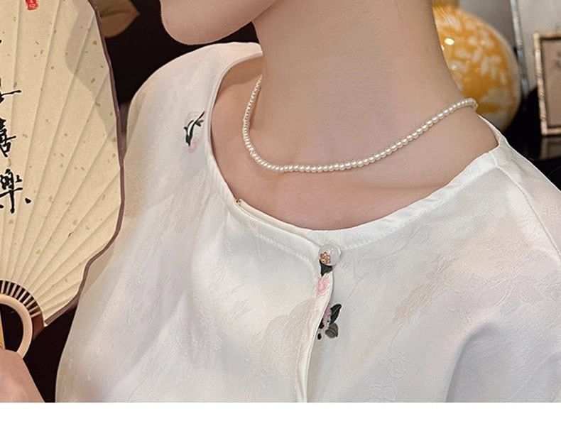 Enamel Pipa Earring Floral Drop