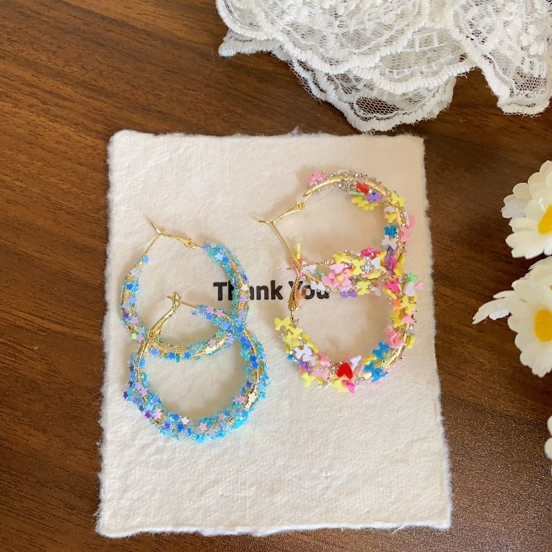 / Earring Star Bow Heart Hoop