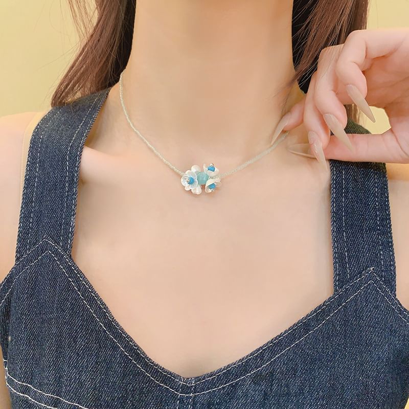 Beaded Necklace Earring Drop / Floral