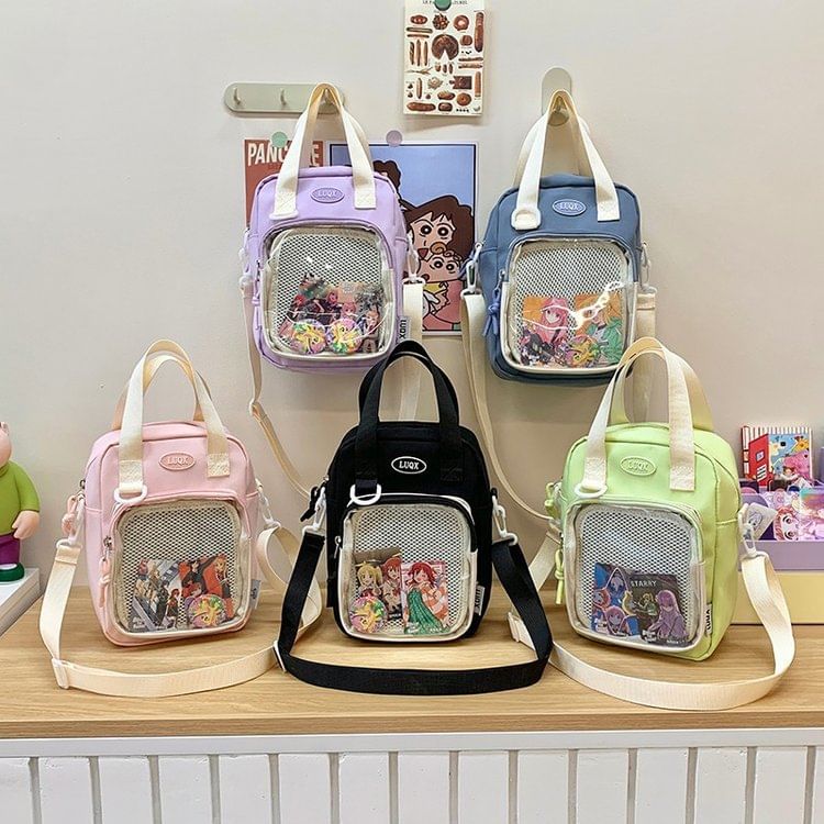 Mesh Panel Crossbody Bag