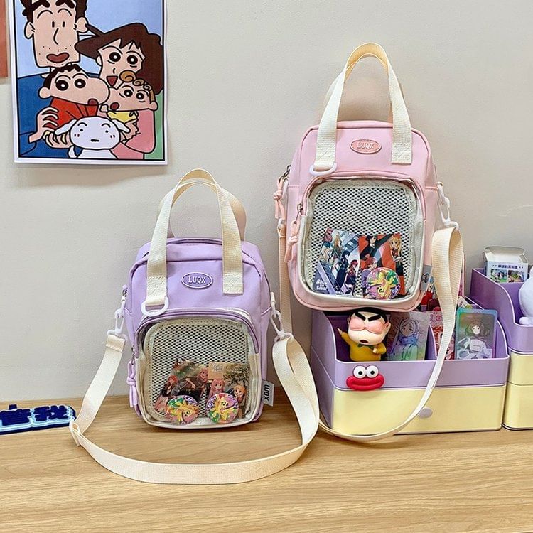 Mesh Panel Crossbody Bag