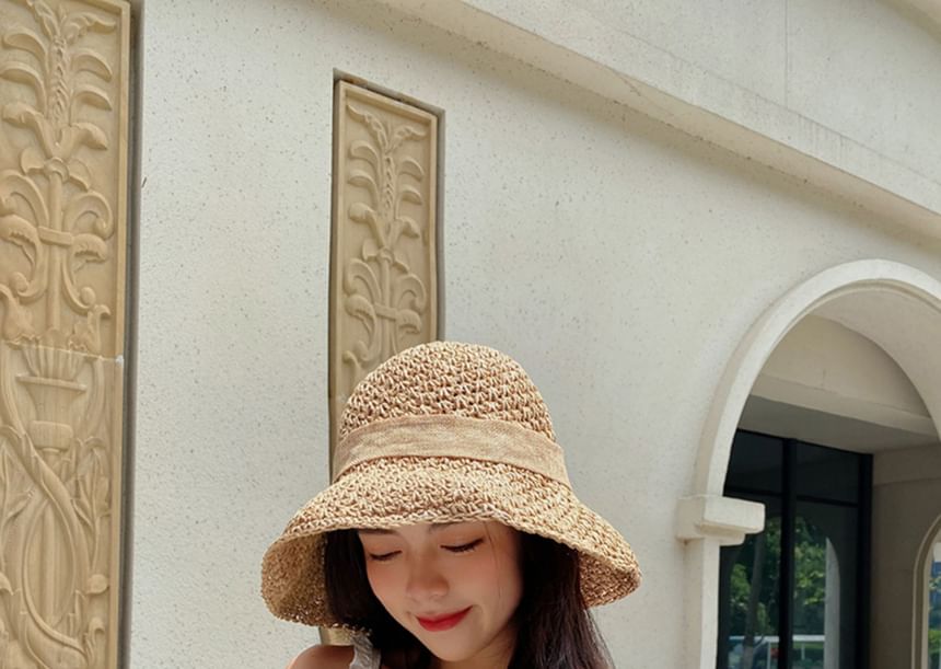 Bow Straw Bucket Hat