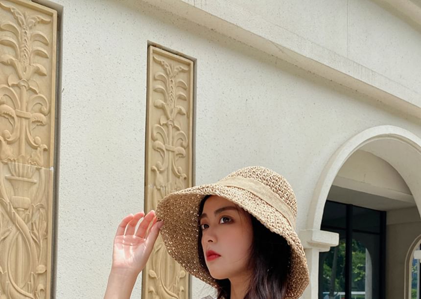 Bow Straw Bucket Hat