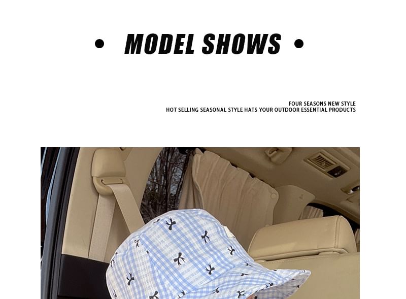 Plaid Bow Print Bucket Hat