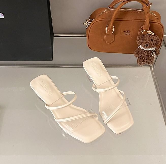 Sandals Toe Square Heel Slide PVC Low