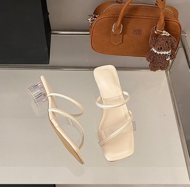 Sandals Toe Square Heel Slide PVC Low