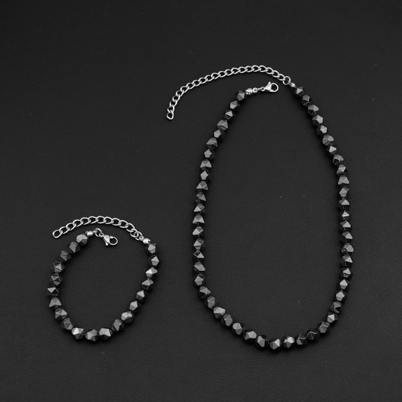Geometric Stone Bead Necklace or Bracelet