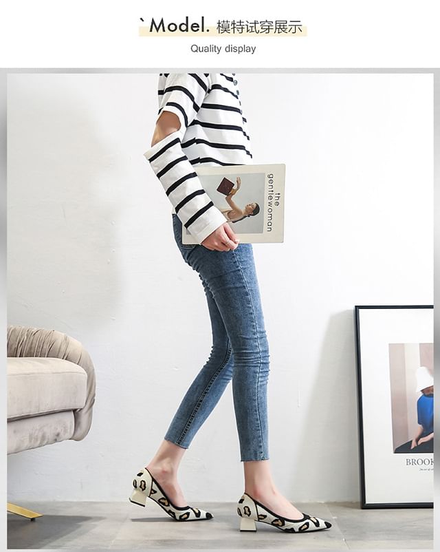 Pumps Striped Chunky Heel Pointed