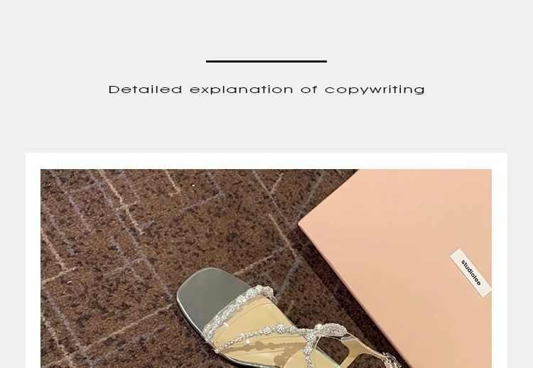 Strappy Heel Rhinestone Chunky Sandals