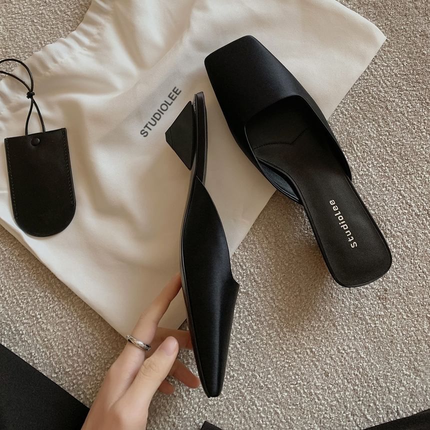 Heel Low Square Toe Mules