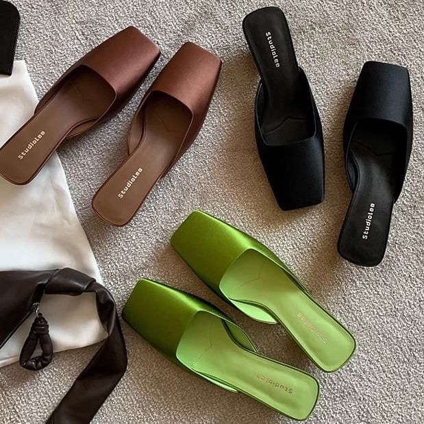 Heel Low Square Toe Mules