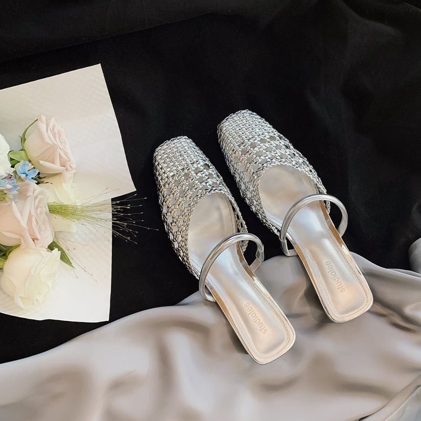 Kitten Toe Heel Square Mules