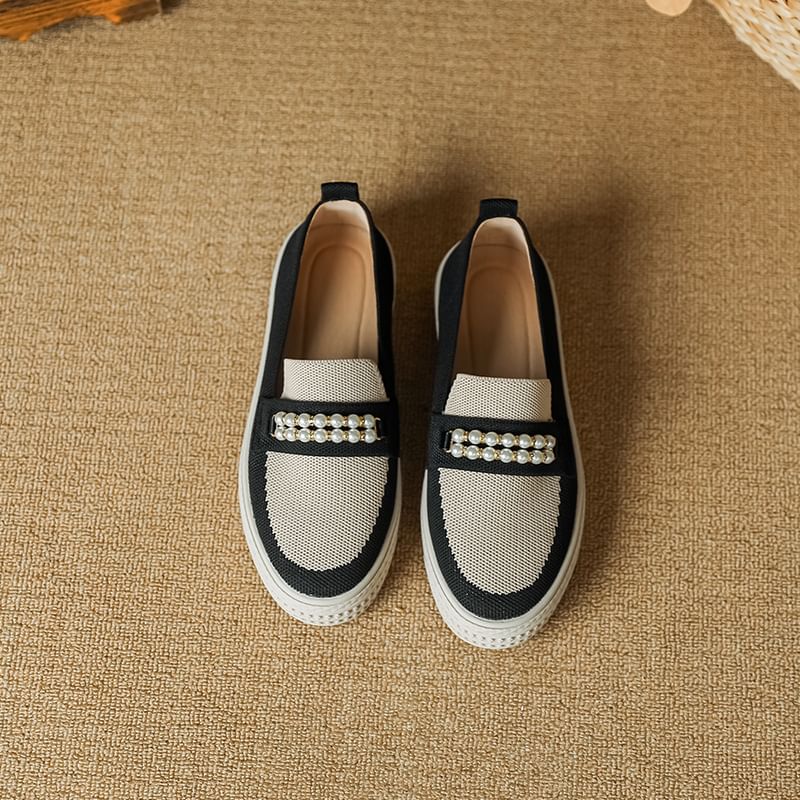 Faux Platform Slip-Ons Pearl
