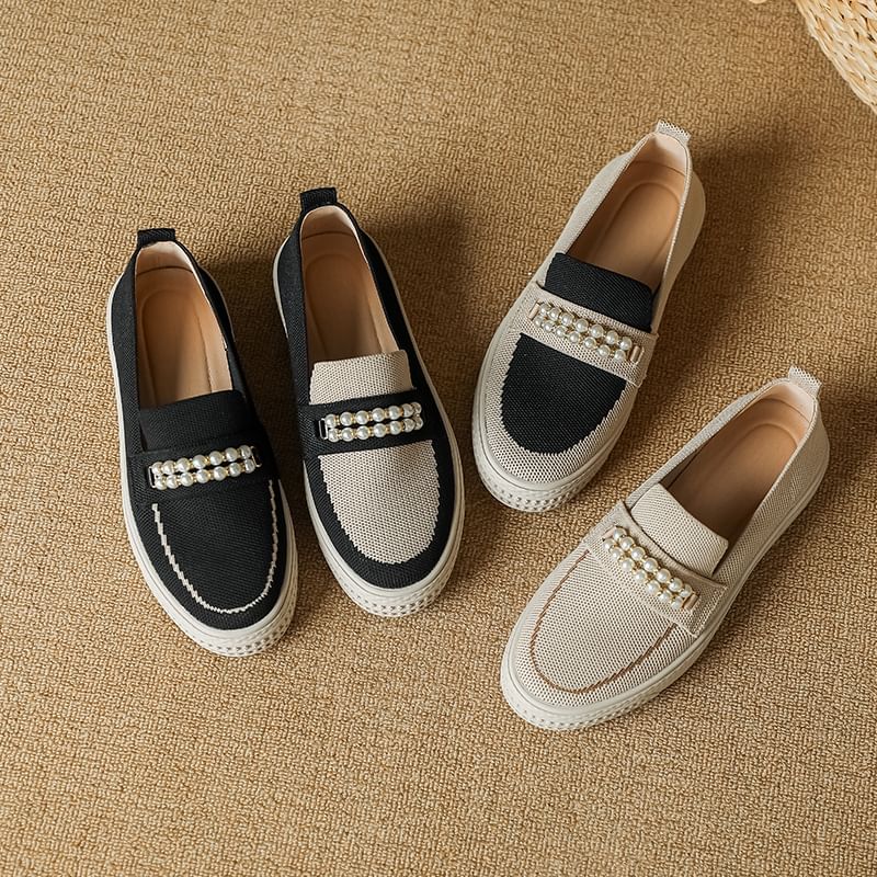 Faux Platform Slip-Ons Pearl
