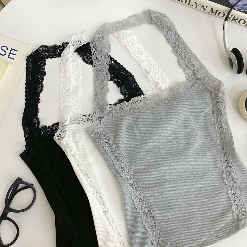 Halter Lace Panel Top