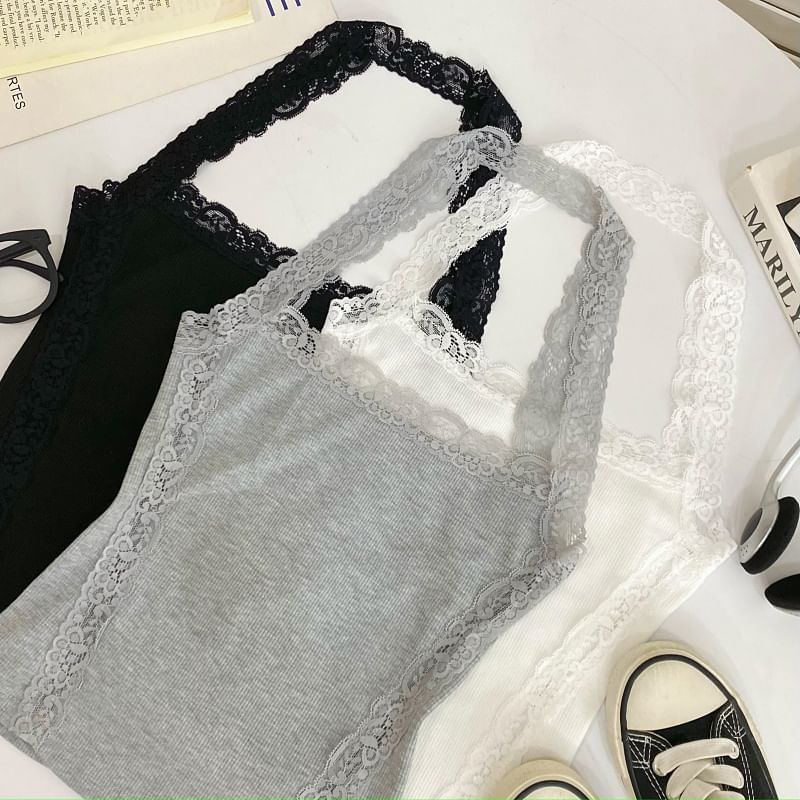 Halter Lace Panel Top