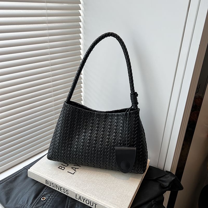 Woven Faux Leather Shoulder Bag