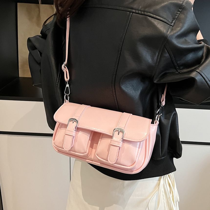 Flap Buckled Pocket Crossbody Shoulder Bag