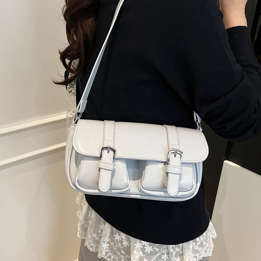 Flap Buckled Pocket Crossbody Shoulder Bag
