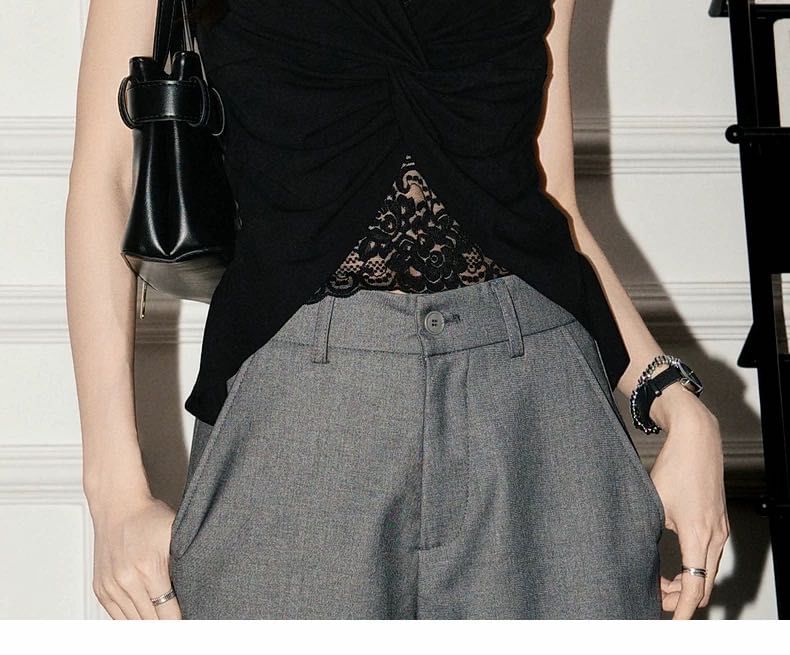 Sleeveless V-Neck Lace Crop Top