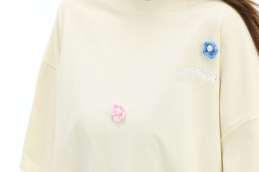 Lace Sleeve Mock Two-Piece Loose Tee