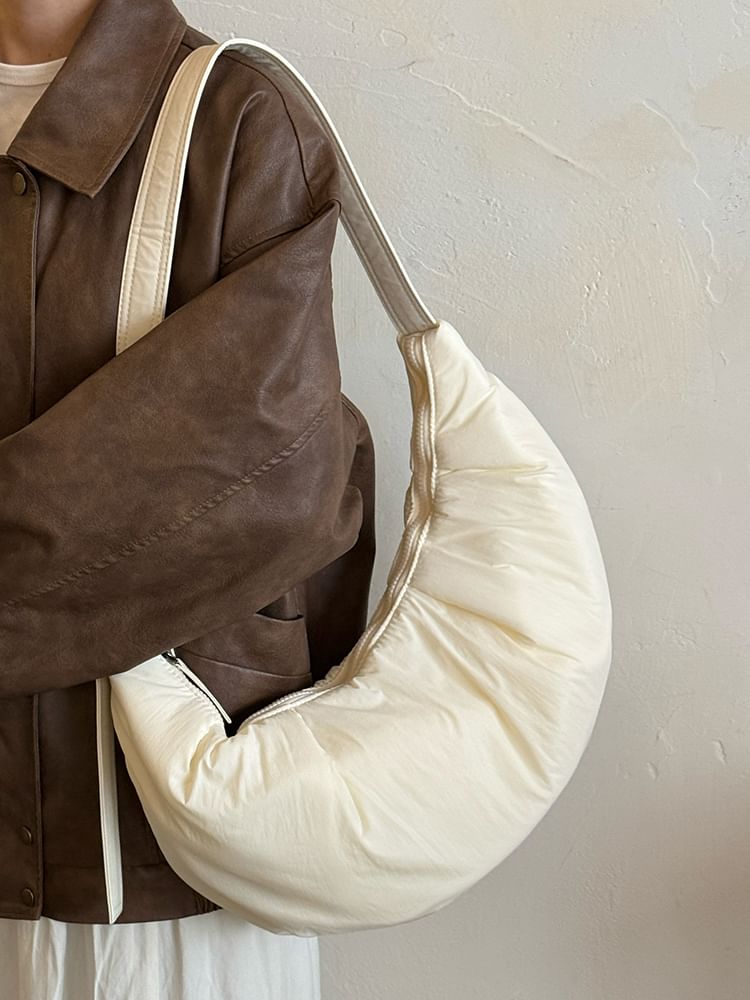 Nylon Plain Hobo Bag