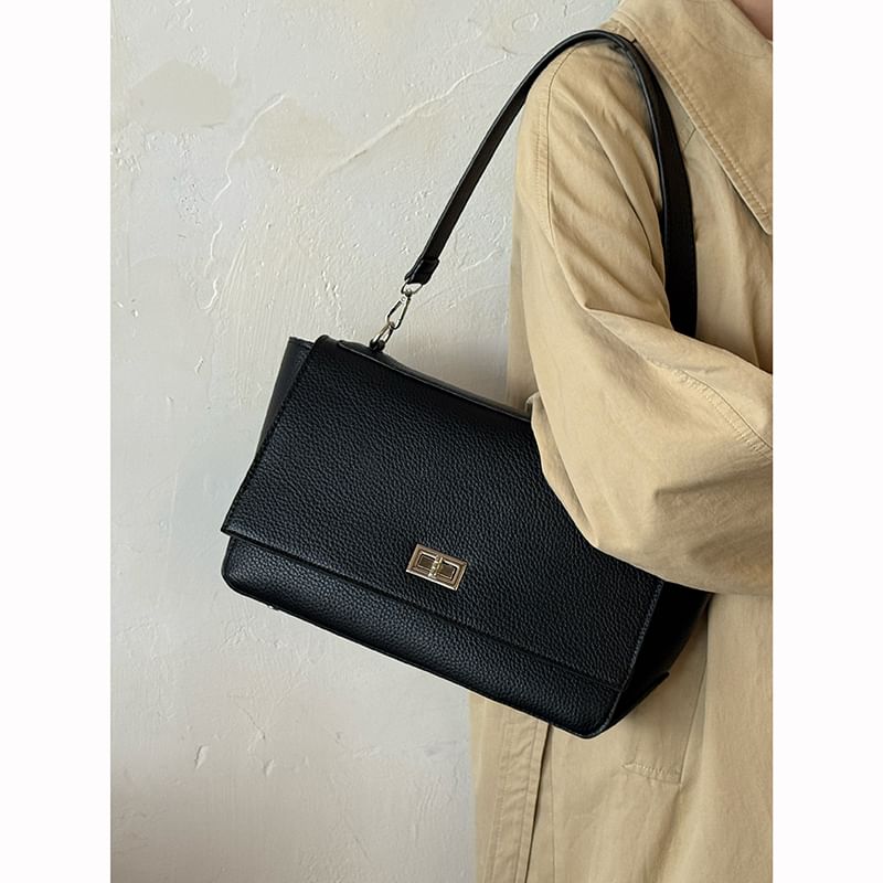 Faux Leather Flap Shoulder Bag