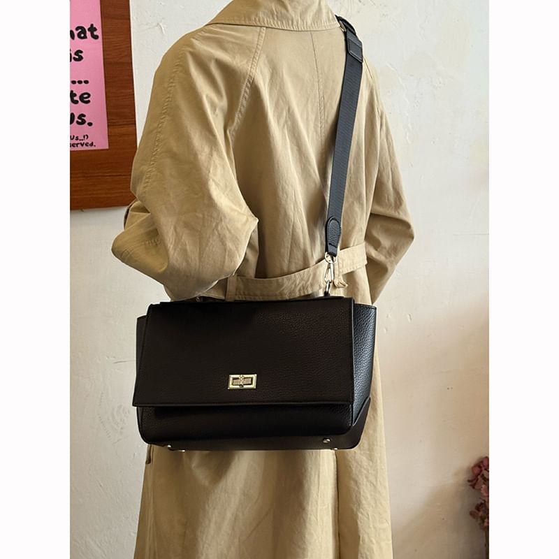 Faux Leather Flap Shoulder Bag