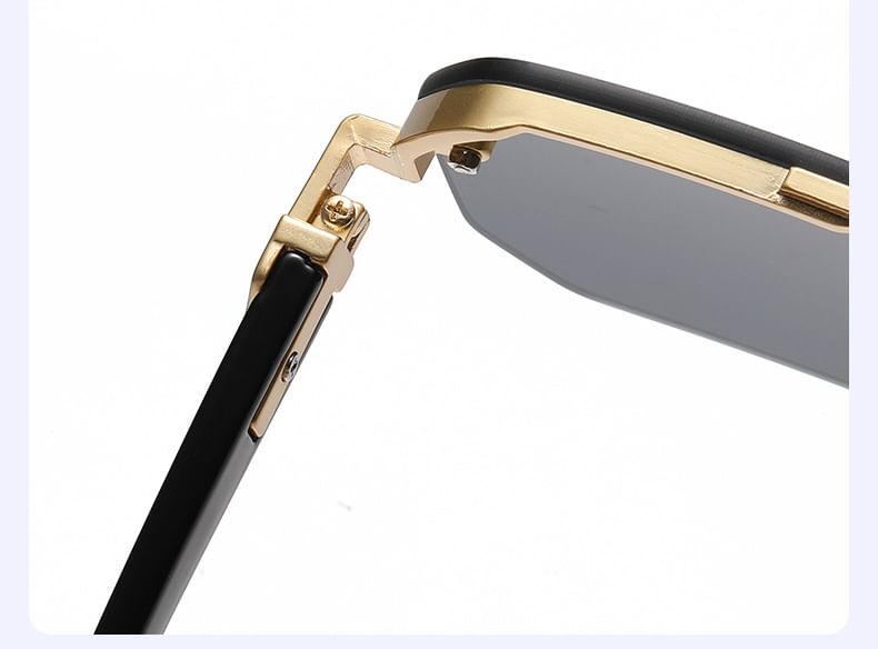 Double Bridge Half Metal Frame Sunglasses