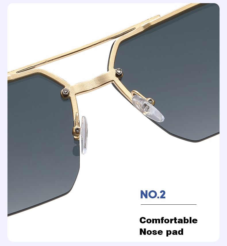 Double Bridge Half Metal Frame Sunglasses