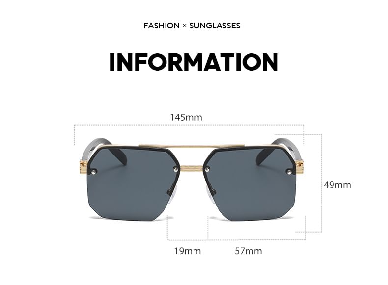 Double Bridge Half Metal Frame Sunglasses