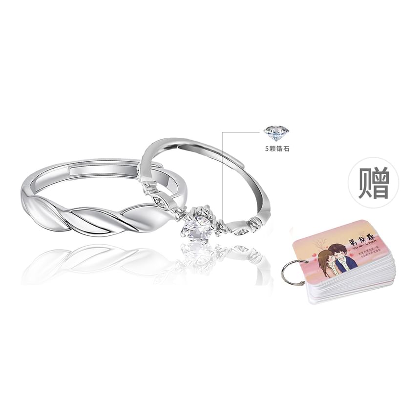 Couple Matching Set of 2 S999 Sterling Silver Open Ring Various Designs