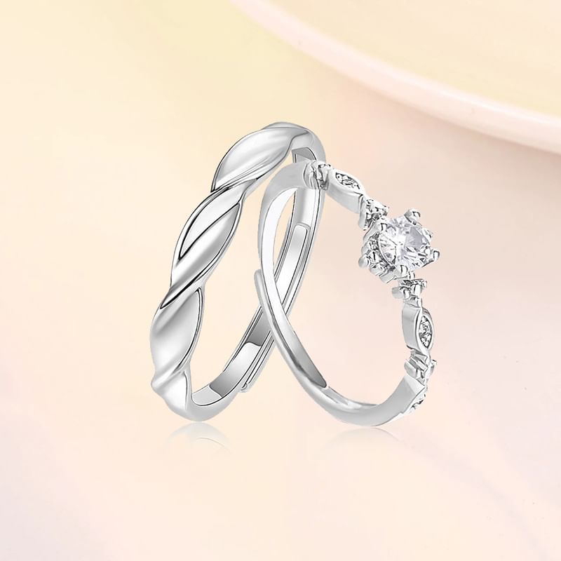 Open Ring Set for Couples - 2 Pack, Assorted Styles
