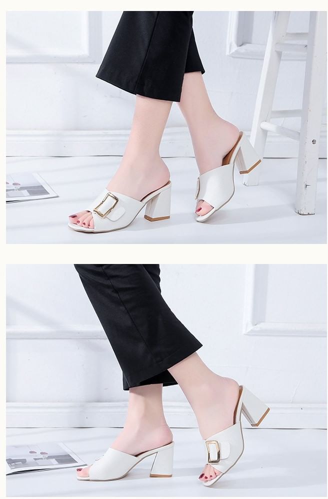 Chunky Sandals Heel Slide Buckled