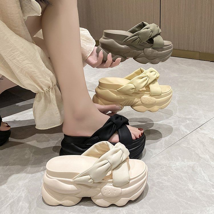 Platform Sandals Slide Criss Cross