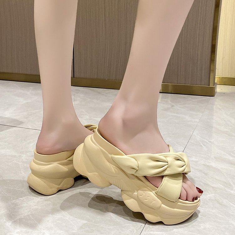 Platform Sandals Slide Criss Cross