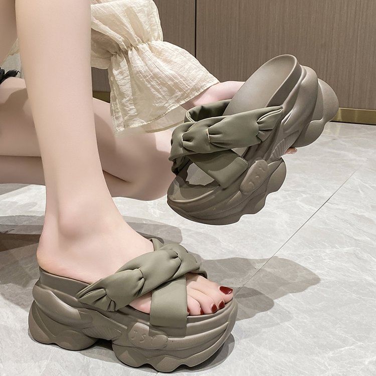 Platform Sandals Slide Criss Cross
