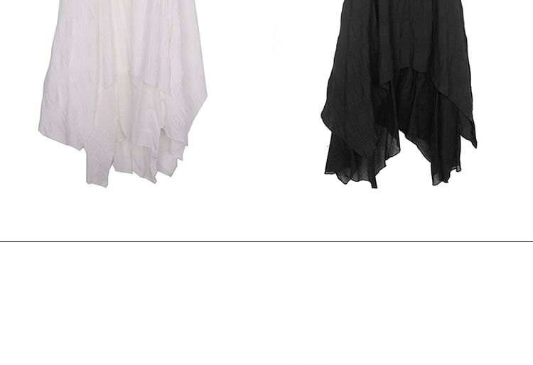 Spaghetti Strap Plain Asymmetrical Midi A-Line Dress
