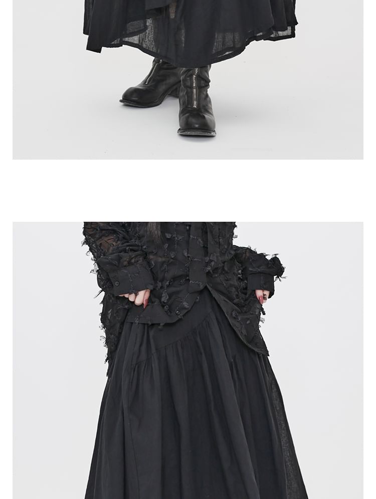 Elastic Waist Asymmetric Panel Midi Skirt