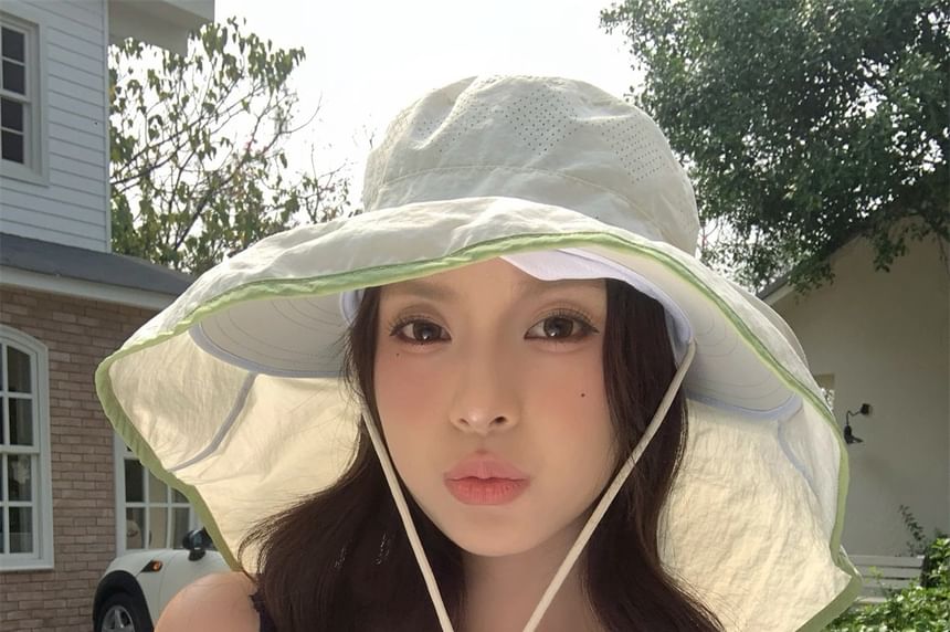 Hiking Trim Hat Contrast Plain Bucket