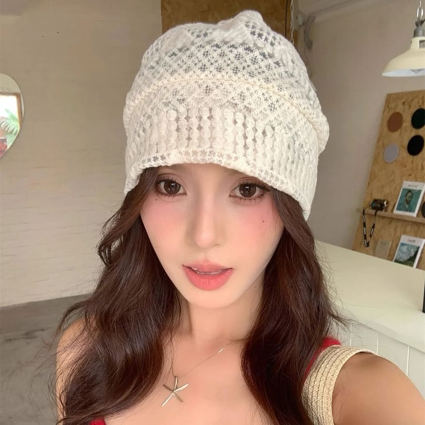 Lace Slouch Beanie