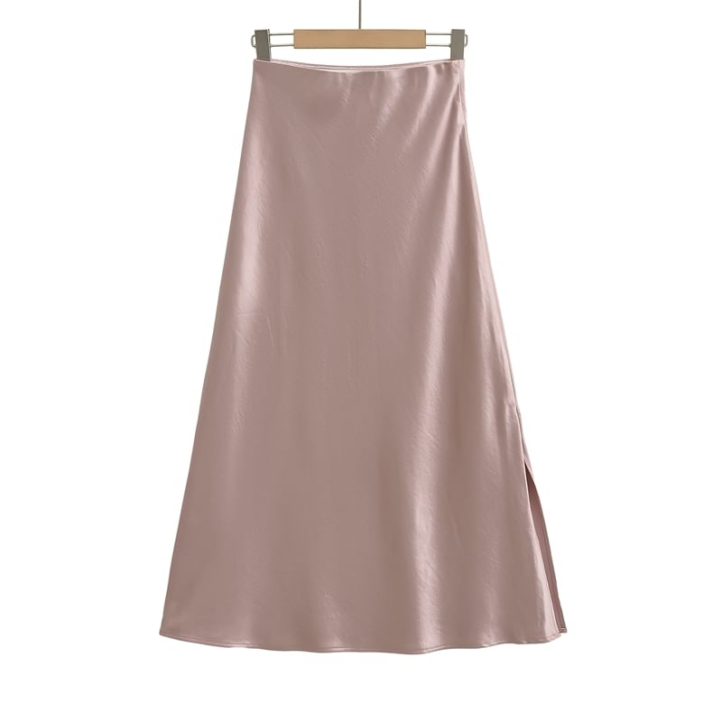 High-Rise Slit Maxi A-Line Skirt