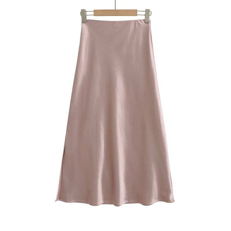 High-Rise Slit Maxi A-Line Skirt