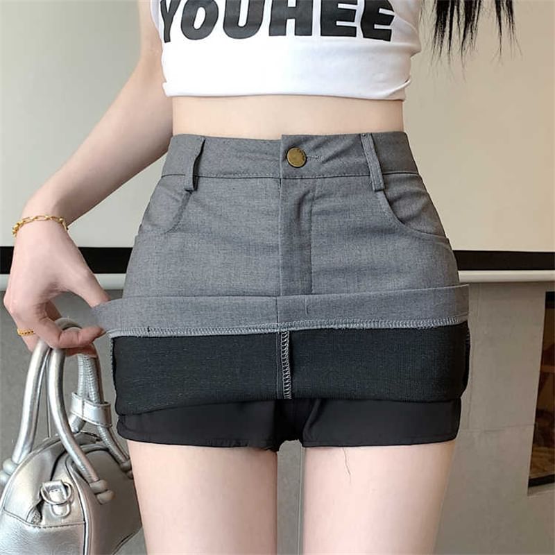 High-Waist Solid Mini Pencil Skirt
