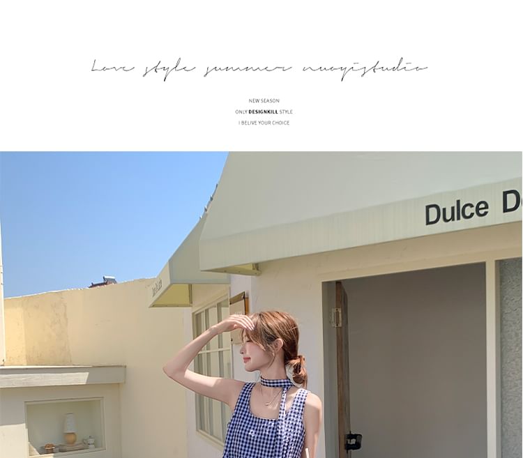 Scoop Neck Plaid Camisole & Midi Skirt Duo