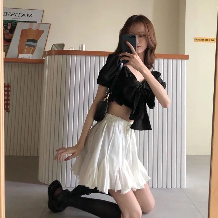 High-Rise Solid Pleated Mini Skirt
